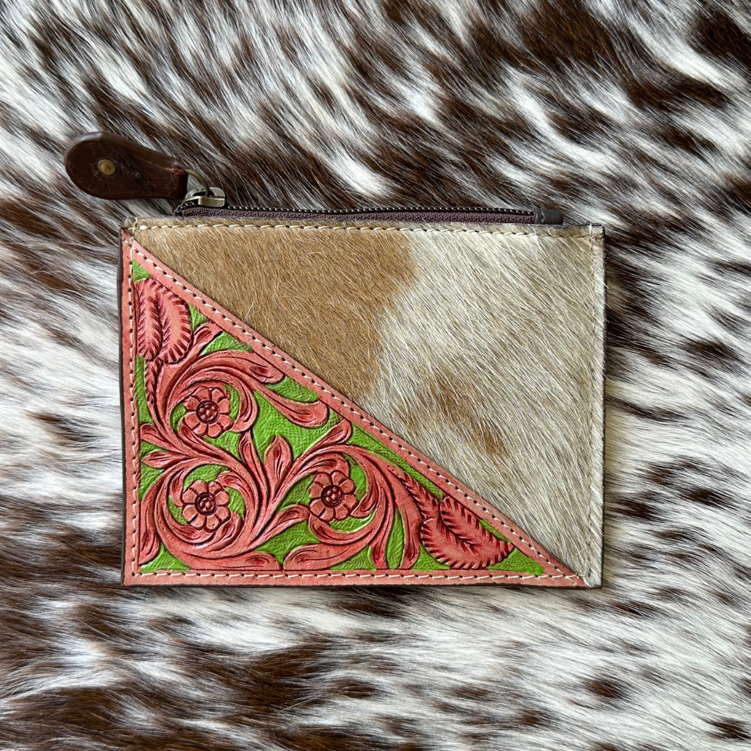 Pocket Purse -`Cowhide & tooled leather