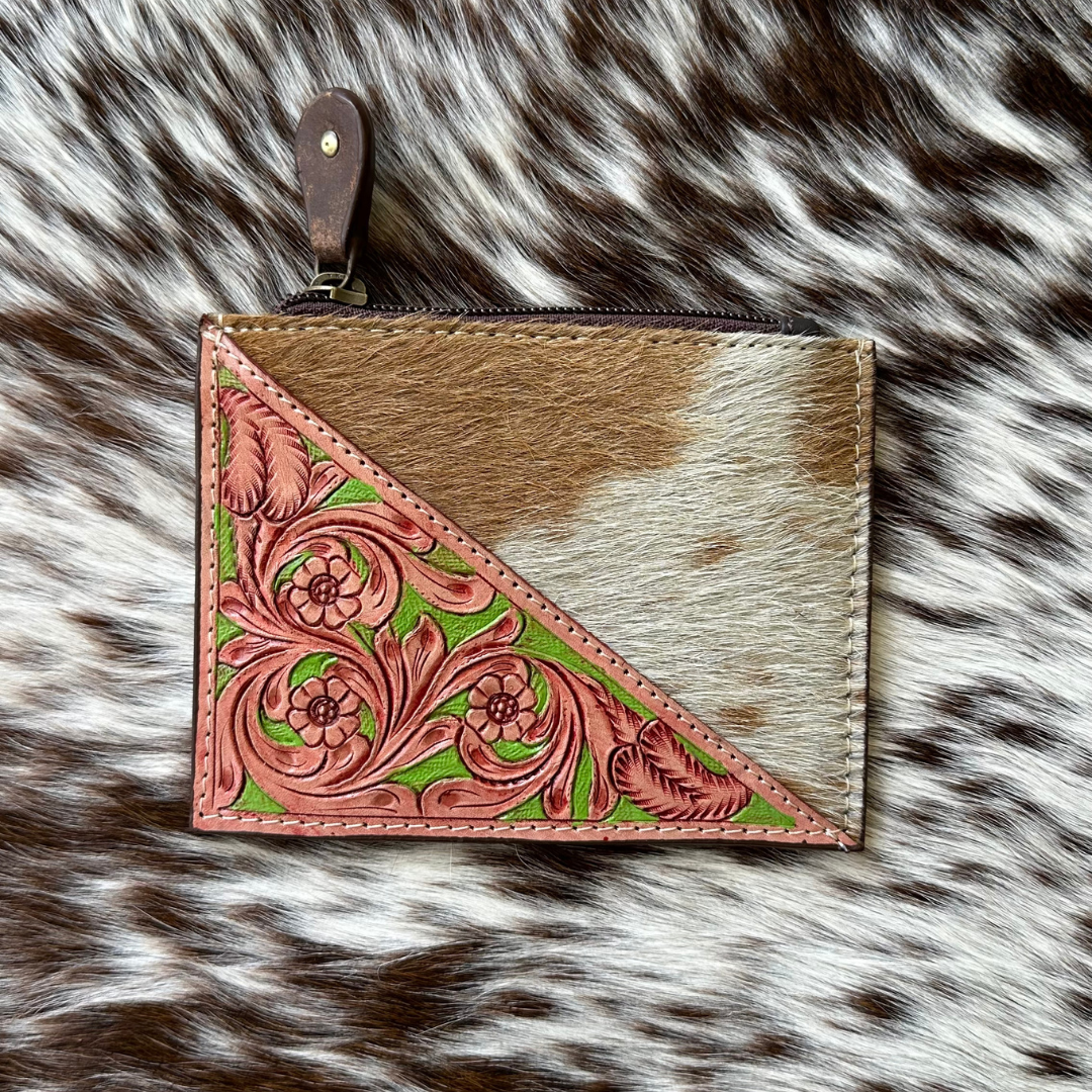 Pocket Purse -`Cowhide & tooled leather