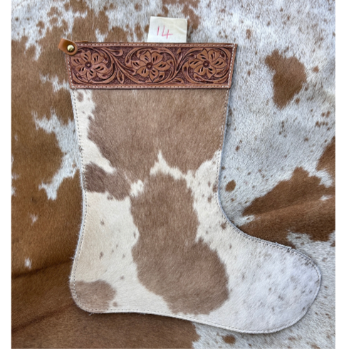 Christmas Stocking - Personalised - Cowhide & Tooled Leather