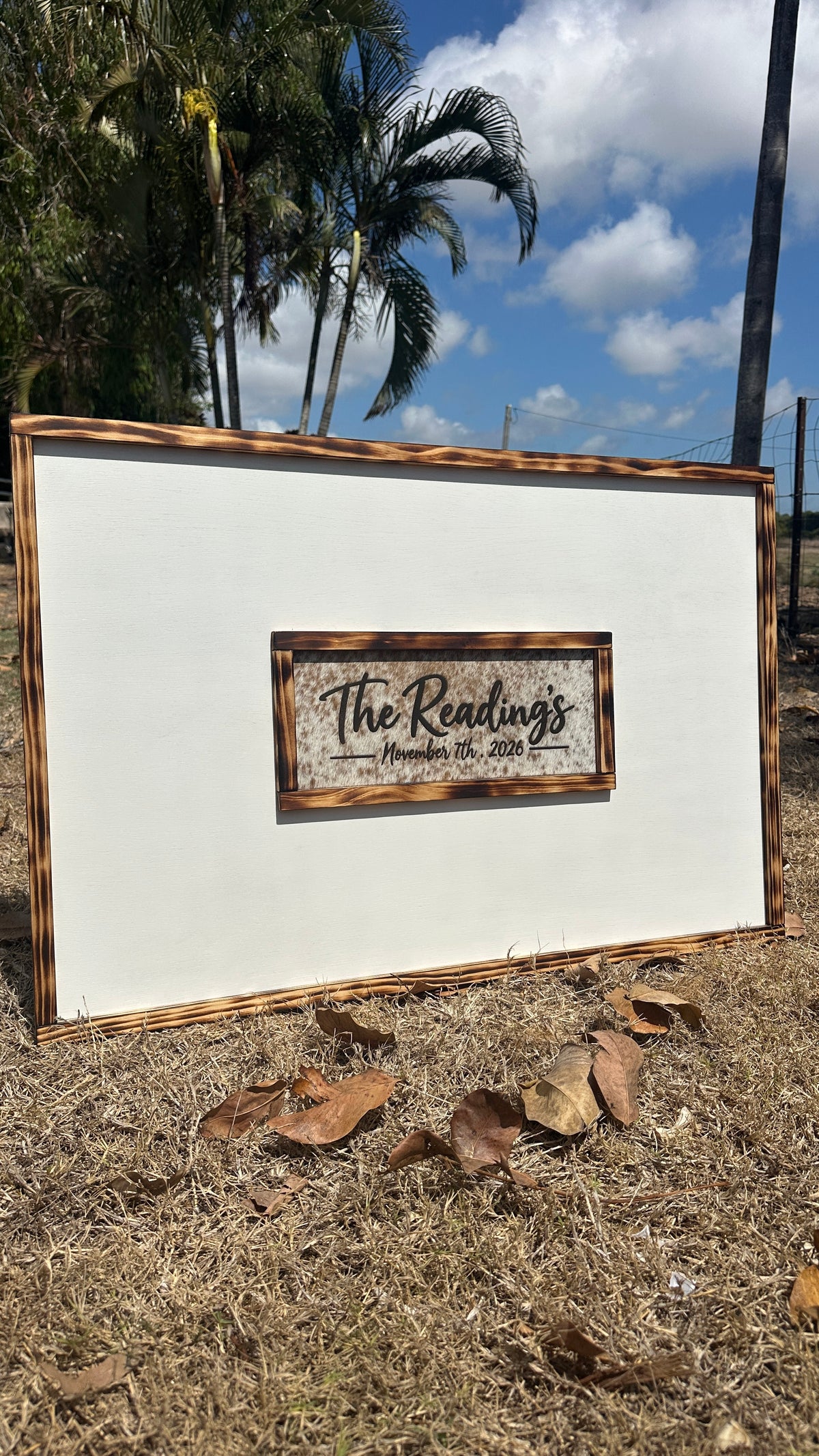 Personalised Cowhide Wedding Guestbook Sign