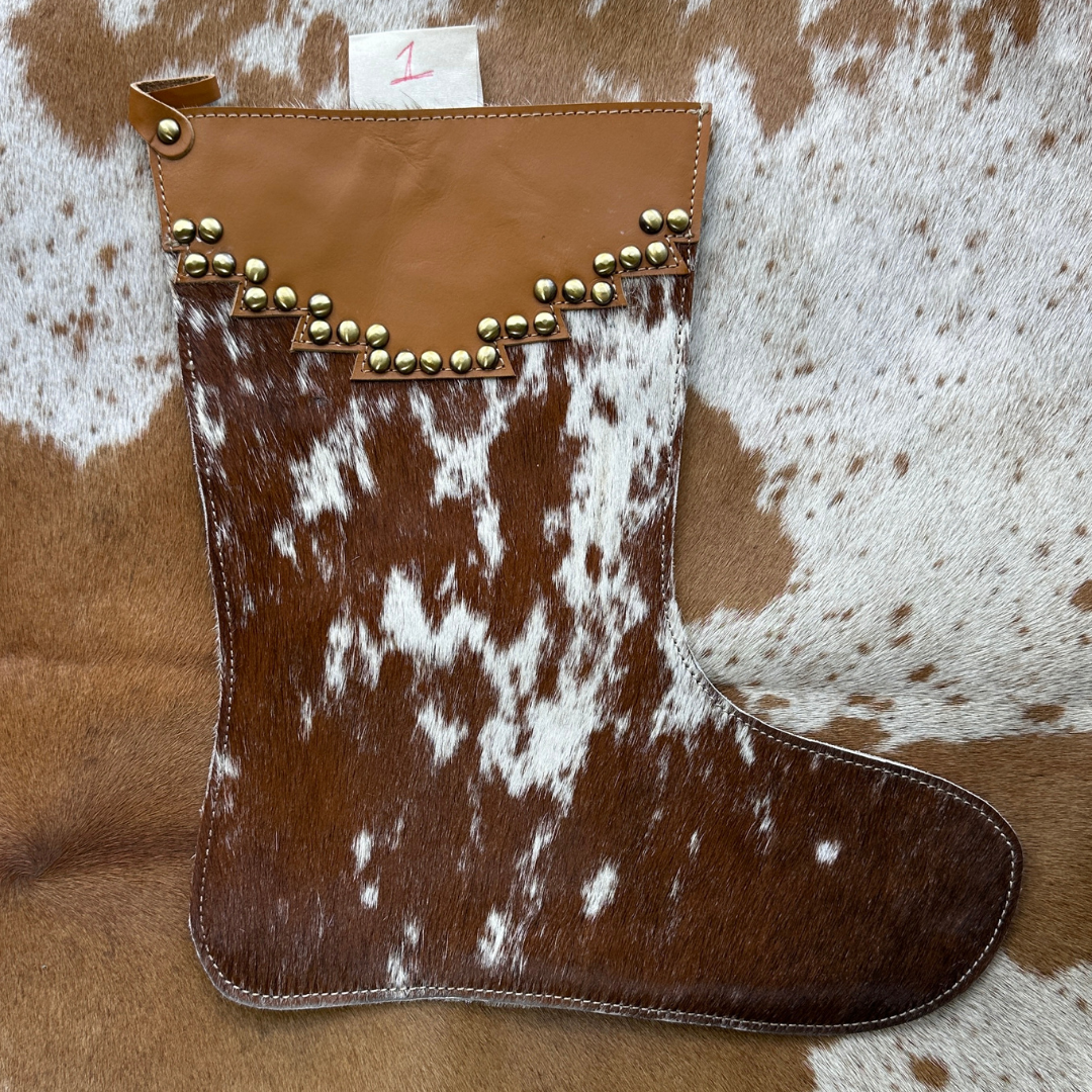 Christmas Stocking - Personalised - Cowhide & Tooled Leather