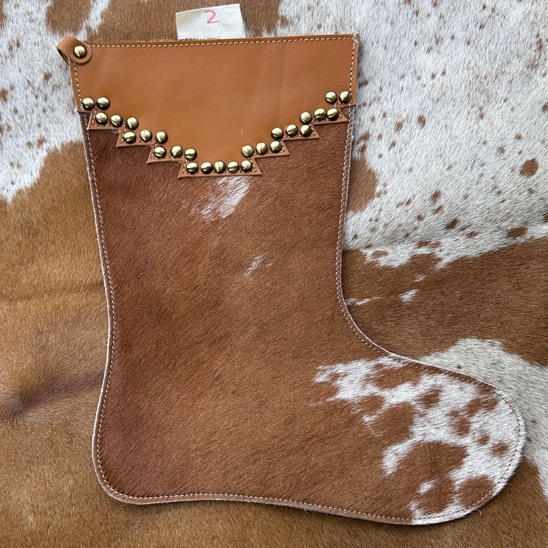 Christmas Stocking - Personalised - Cowhide & Tooled Leather