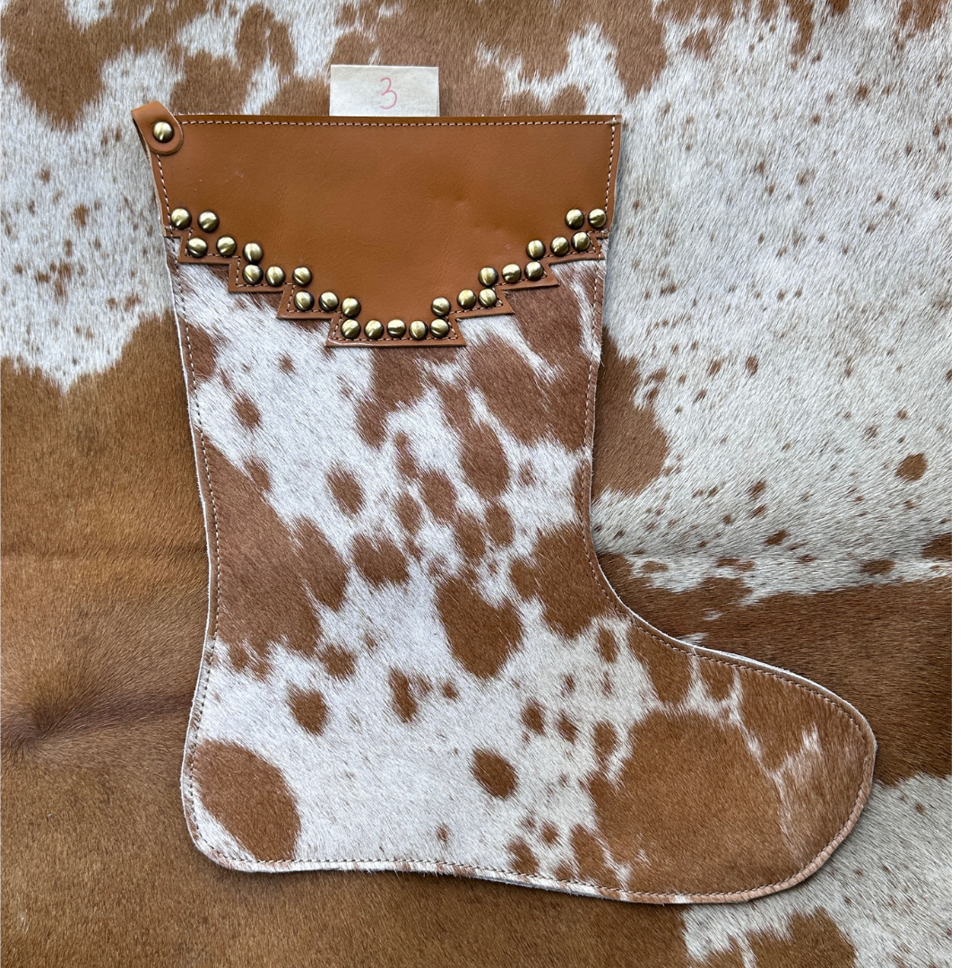 Christmas Stocking - Personalised - Cowhide & Tooled Leather