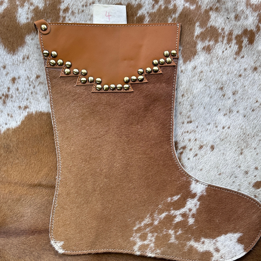 Christmas Stocking - Personalised - Cowhide & Tooled Leather