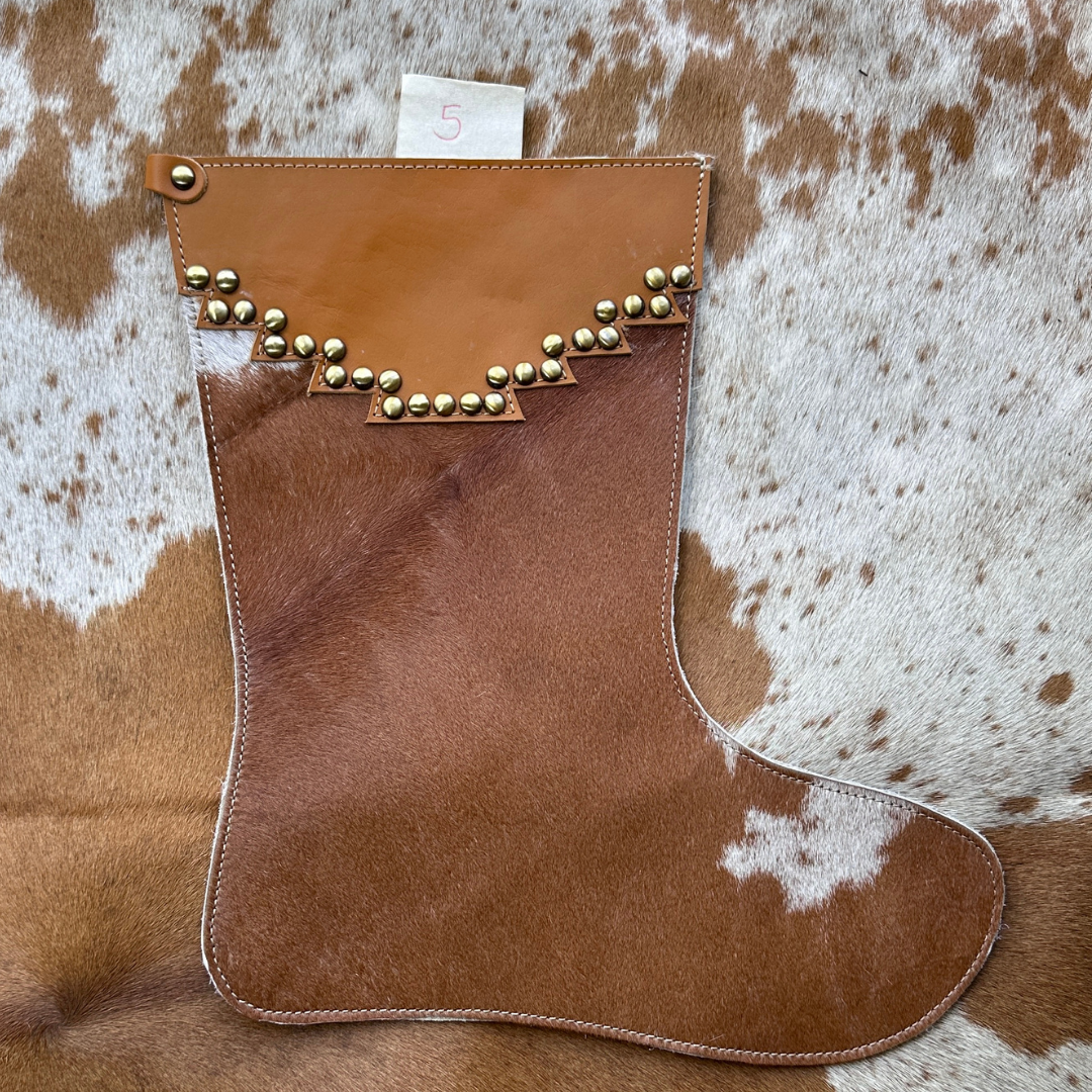 Christmas Stocking - Personalised - Cowhide & Tooled Leather