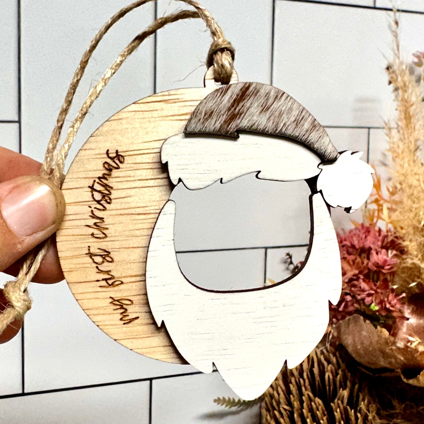 Personalised Santa Face Ornament – Slide-In Photo Christmas Keepsake