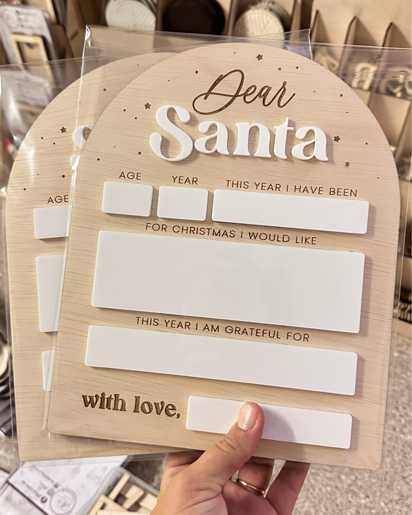 Reusable “Dear Santa” Christmas Board – Wooden Write-On Keepsake for Kids