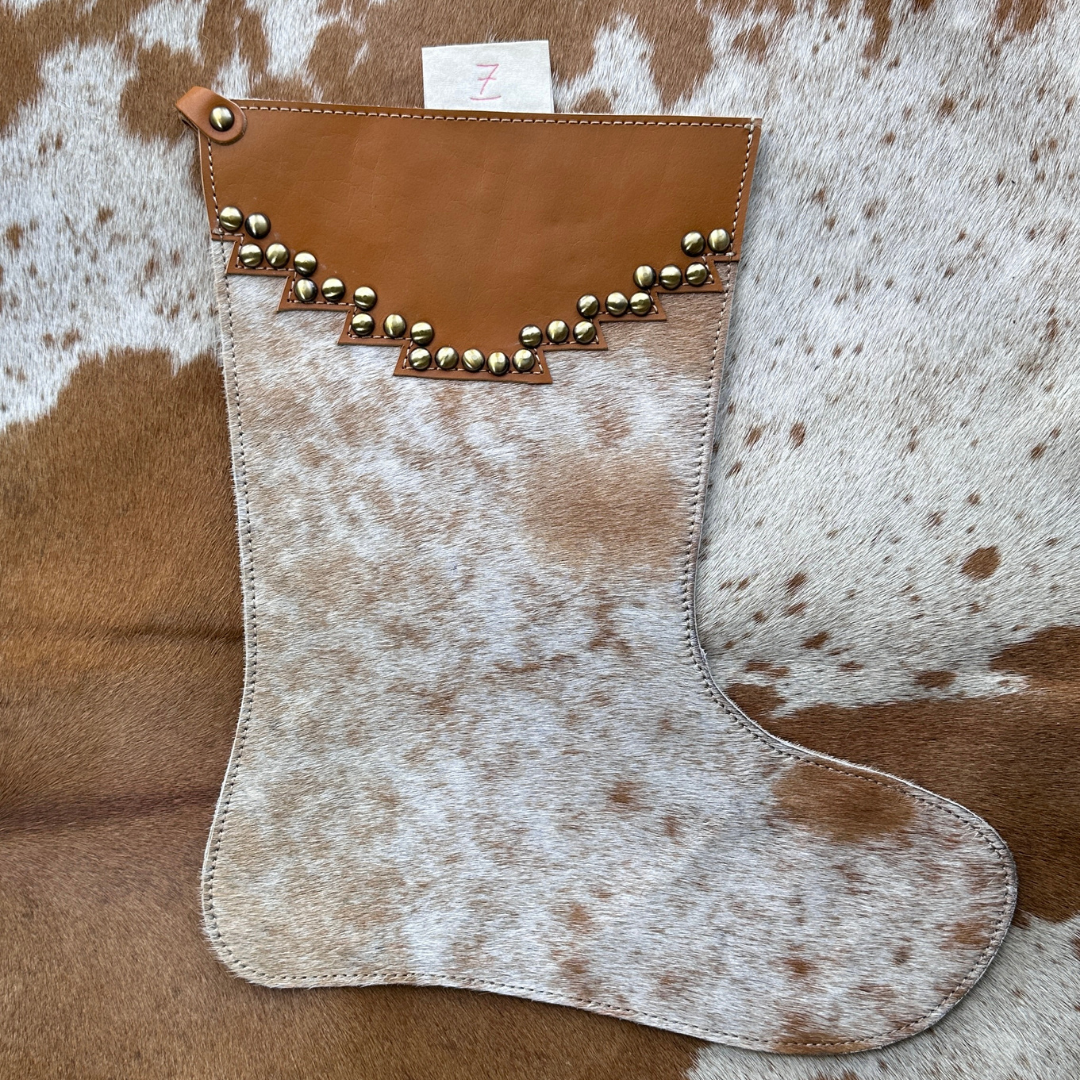 Christmas Stocking - Personalised - Cowhide & Tooled Leather