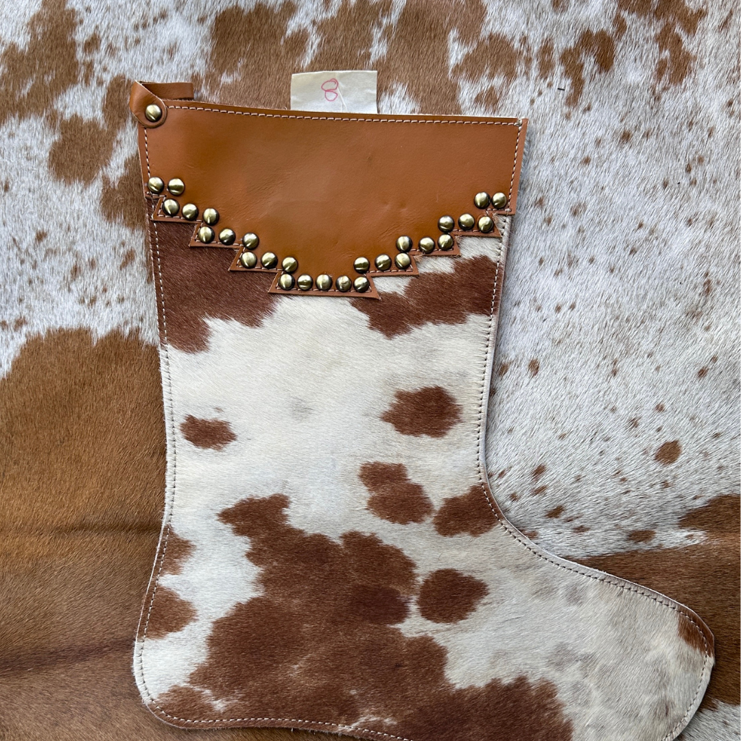Christmas Stocking - Personalised - Cowhide & Tooled Leather