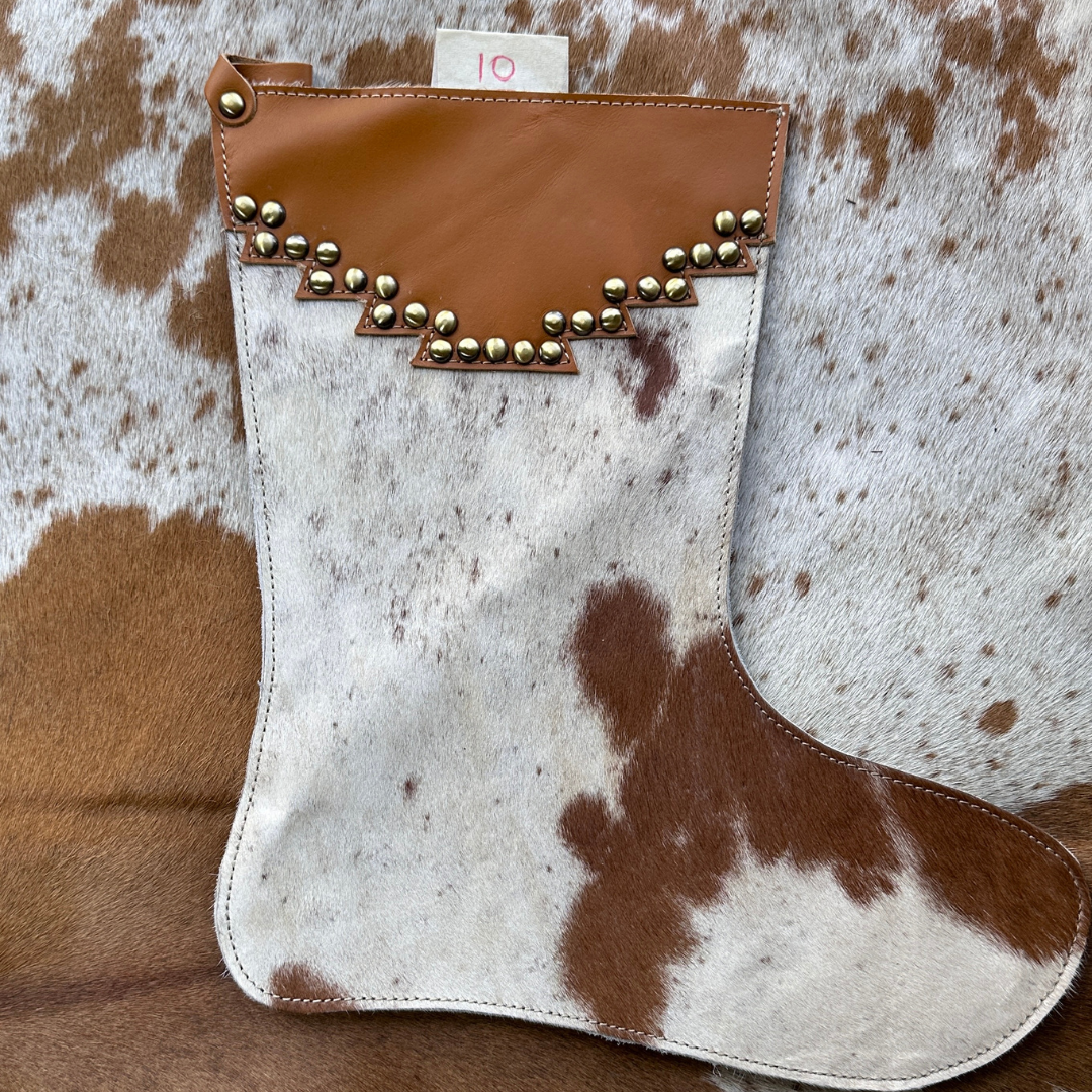 Christmas Stocking - Personalised - Cowhide & Tooled Leather