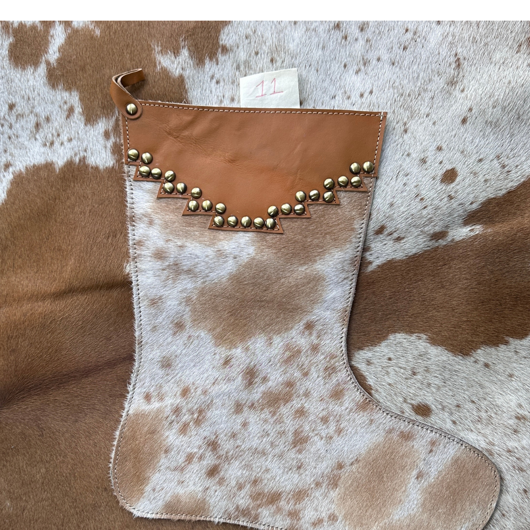 Christmas Stocking - Personalised - Cowhide & Tooled Leather