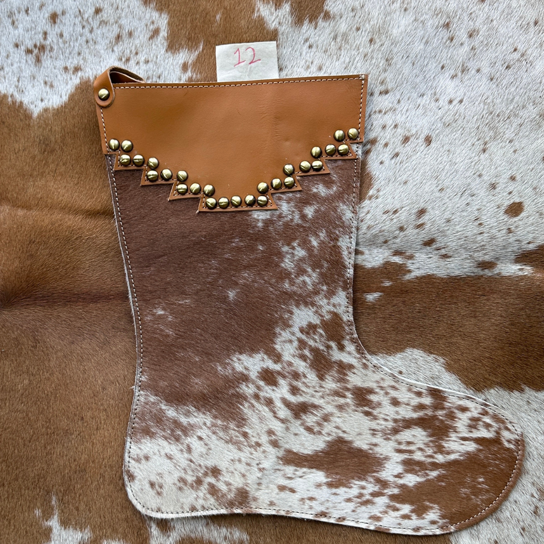 Christmas Stocking - Personalised - Cowhide & Tooled Leather