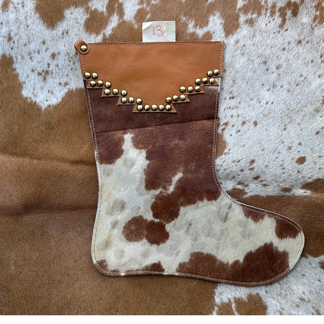 Christmas Stocking - Personalised - Cowhide & Tooled Leather