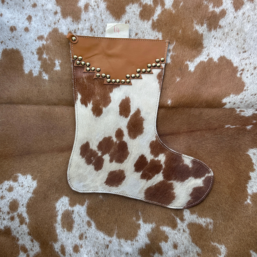 Christmas Stocking - Personalised - Cowhide & Tooled Leather