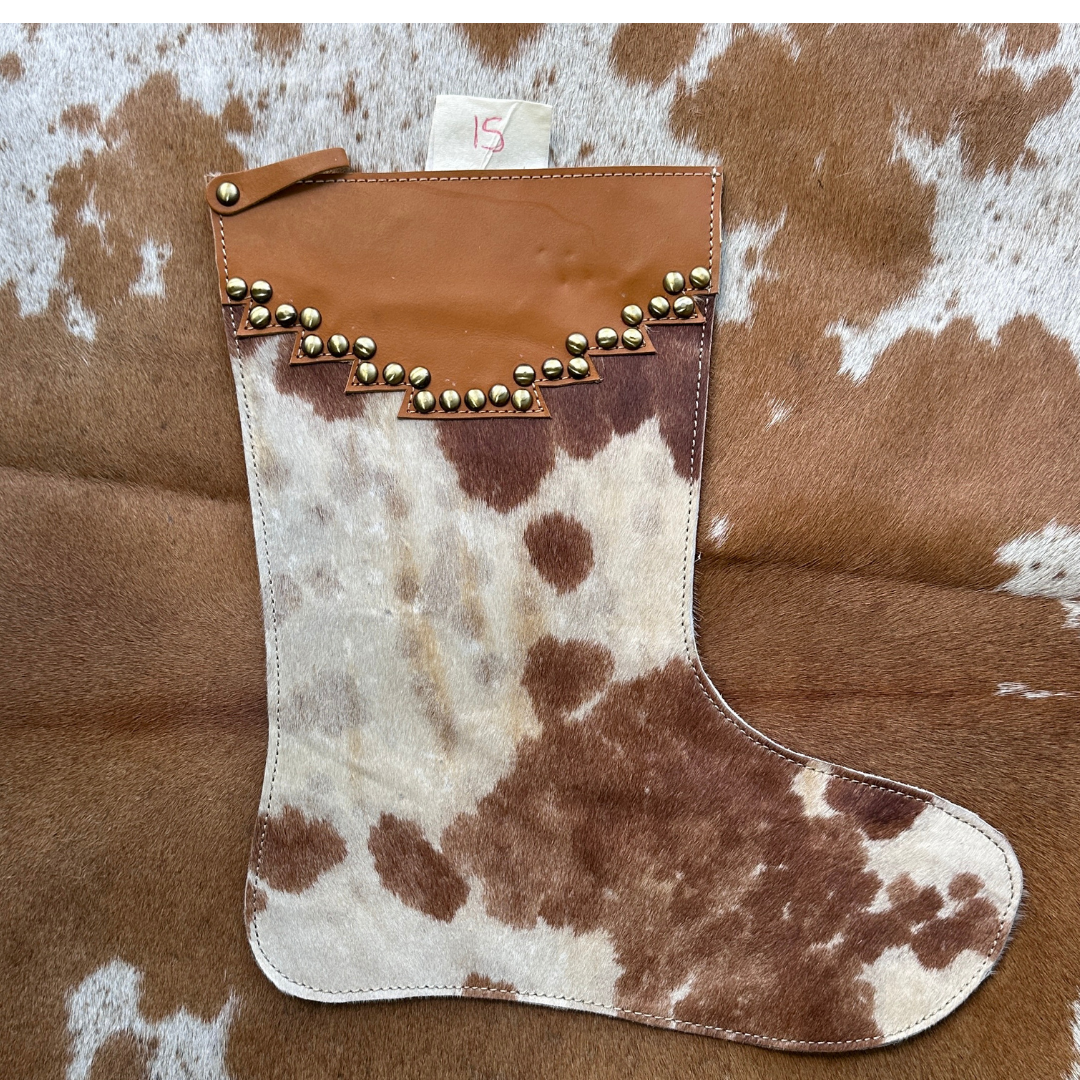 Christmas Stocking - Personalised - Cowhide & Tooled Leather
