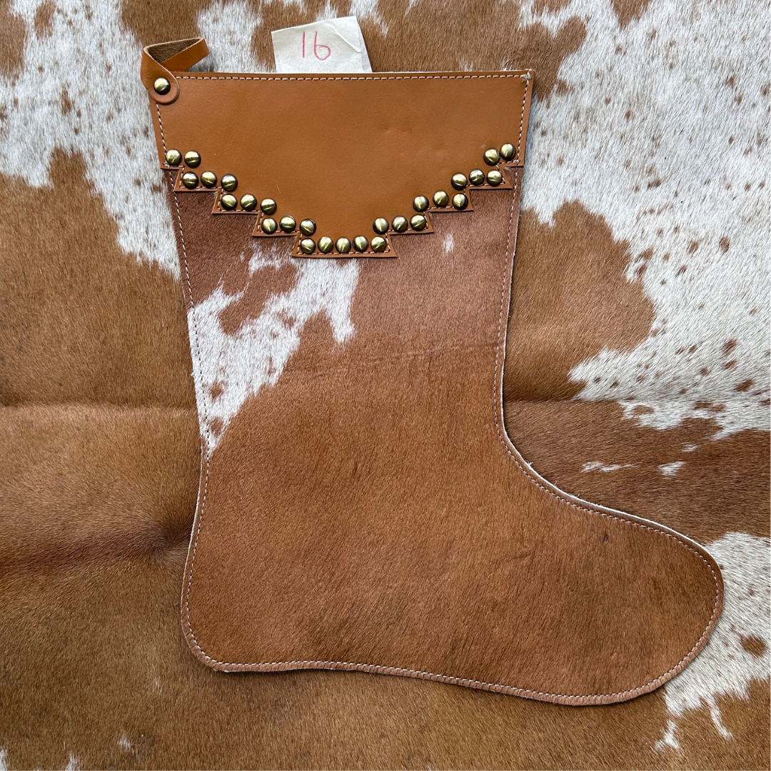 Christmas Stocking - Personalised - Cowhide & Tooled Leather