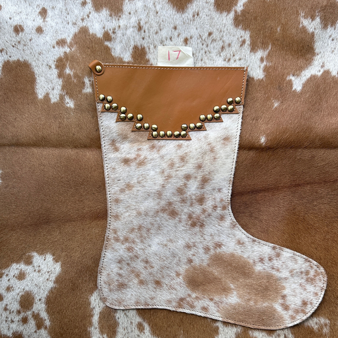 Christmas Stocking - Personalised - Cowhide & Tooled Leather