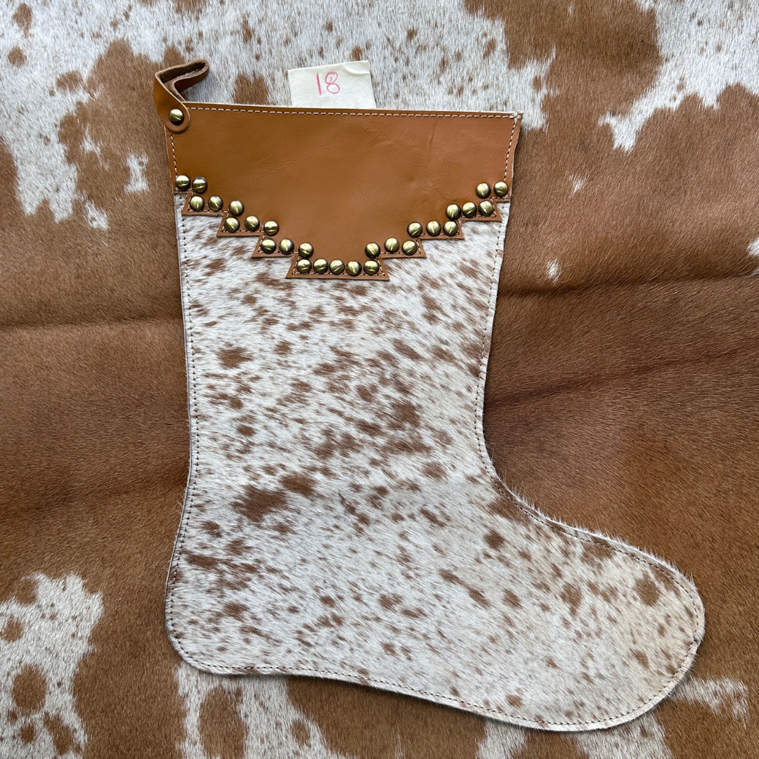 Christmas Stocking - Personalised - Cowhide & Tooled Leather