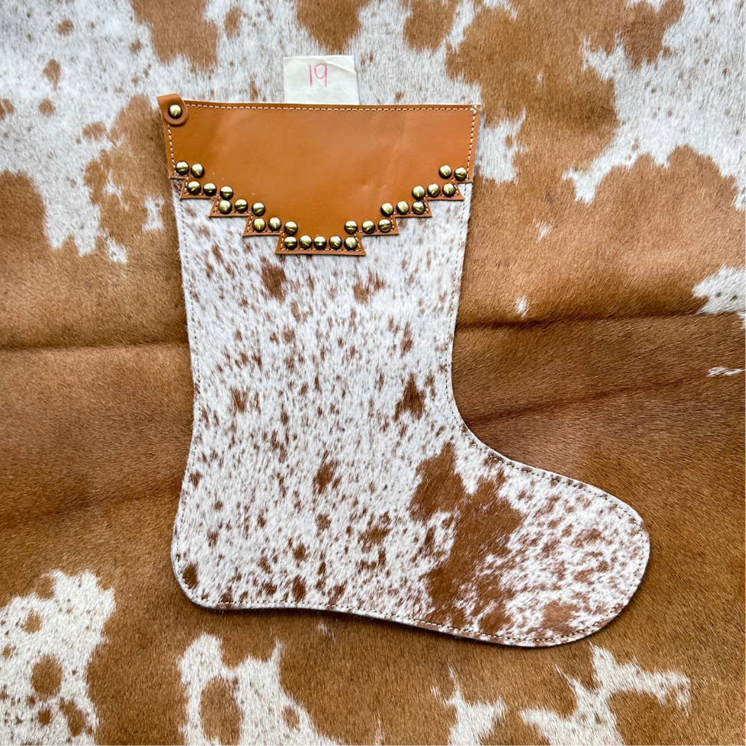 Christmas Stocking - Personalised - Cowhide & Tooled Leather