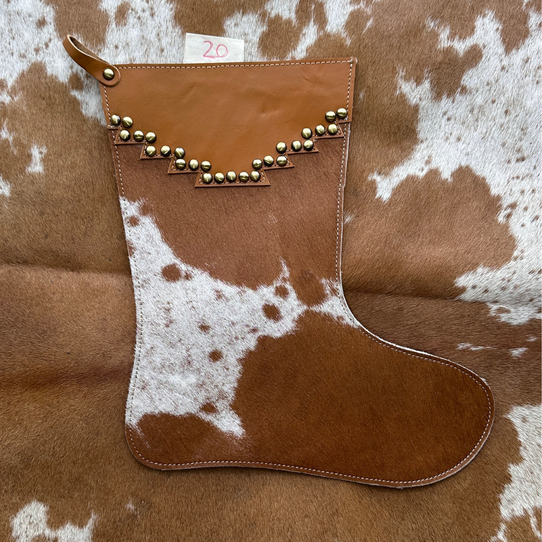 Christmas Stocking - Personalised - Cowhide & Tooled Leather