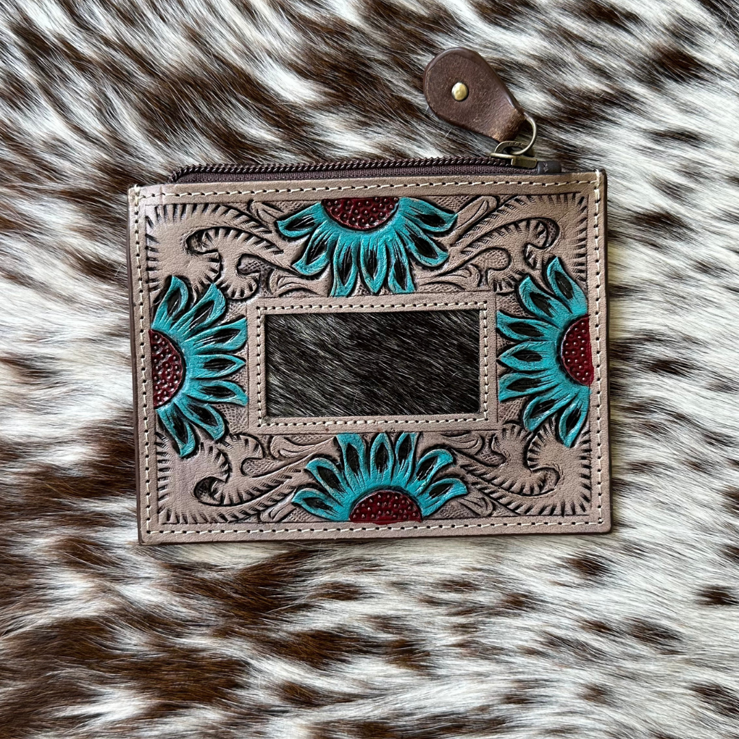 Pocket Purse -`Cowhide & tooled leather