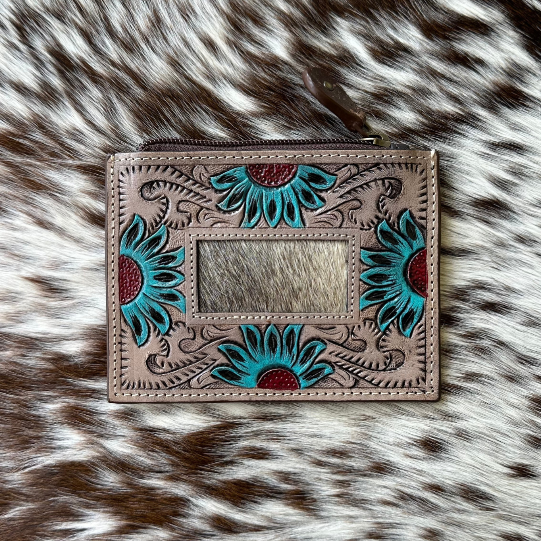 Pocket Purse -`Cowhide & tooled leather