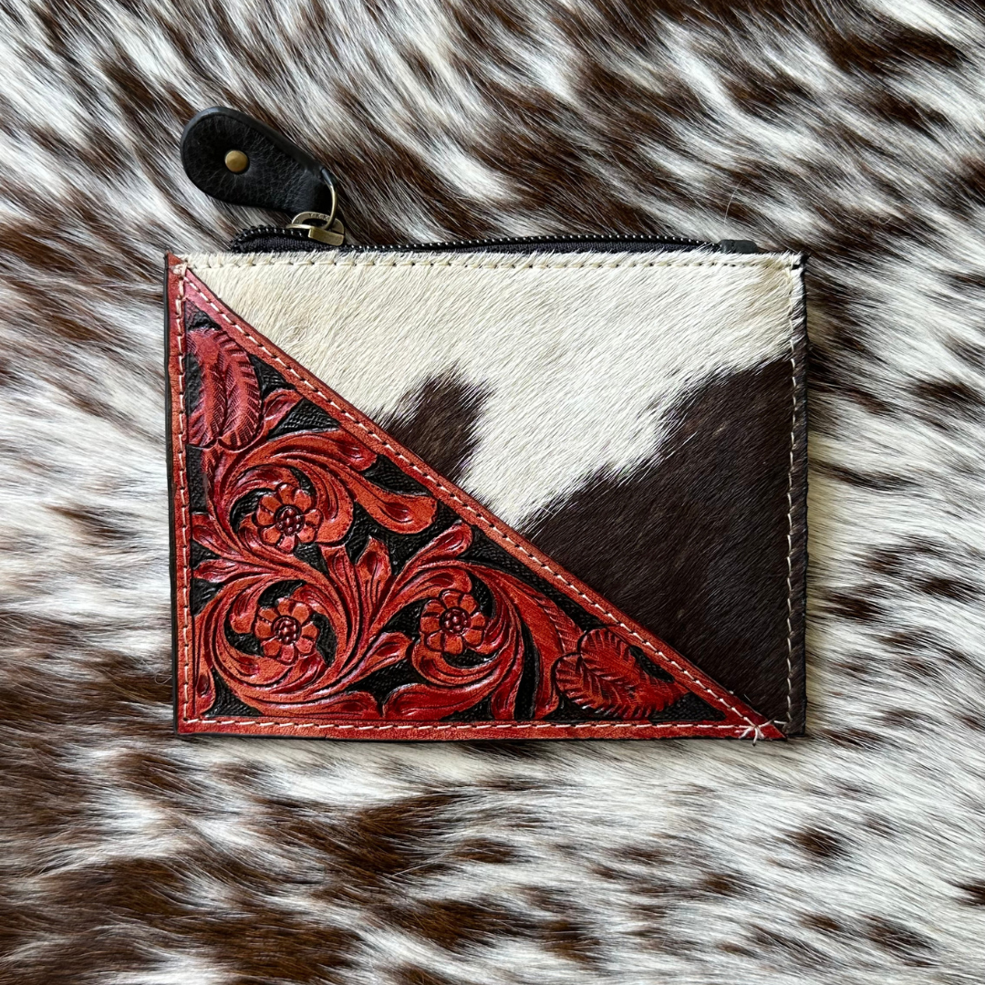 Pocket Purse -`Cowhide & tooled leather