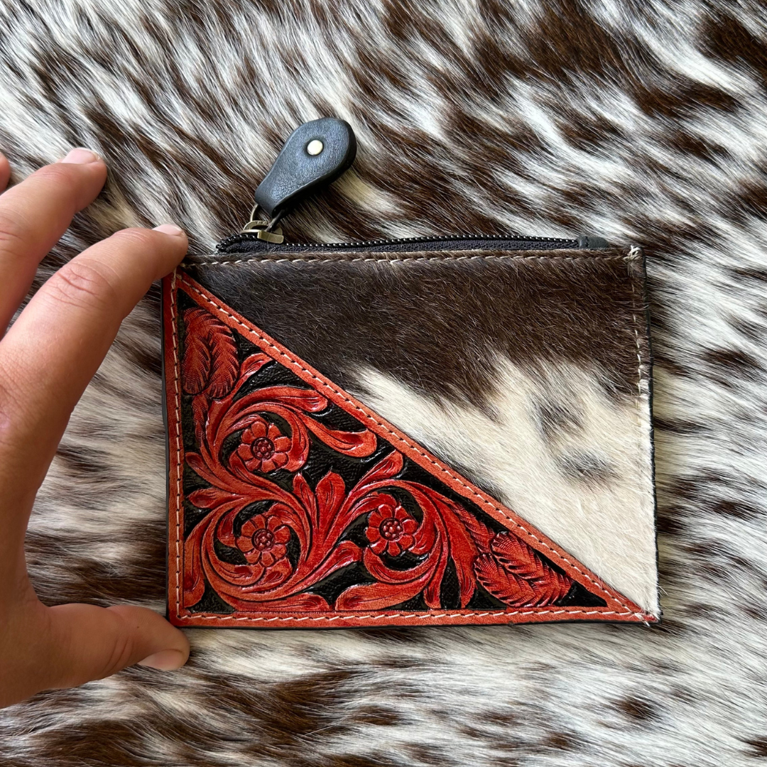 Pocket Purse -`Cowhide & tooled leather