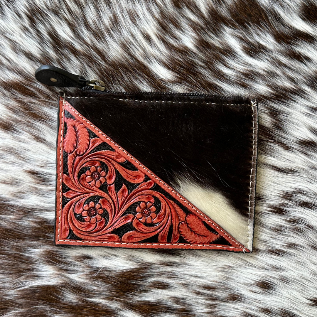 Pocket Purse -`Cowhide & tooled leather