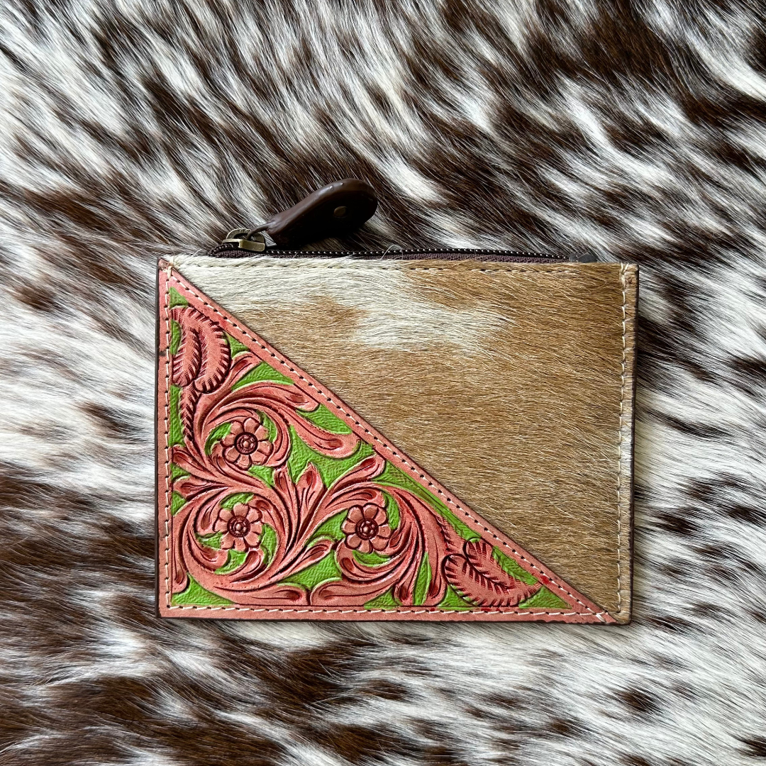 Pocket Purse -`Cowhide & tooled leather
