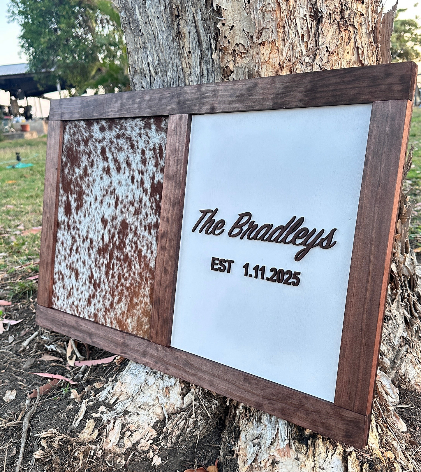 Cowhide Ceremony Branding Sign & Guest Book