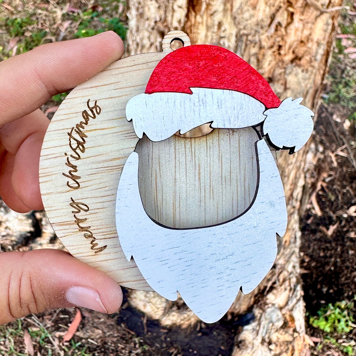 Personalised Santa Face Ornament – Slide-In Photo Christmas Keepsake