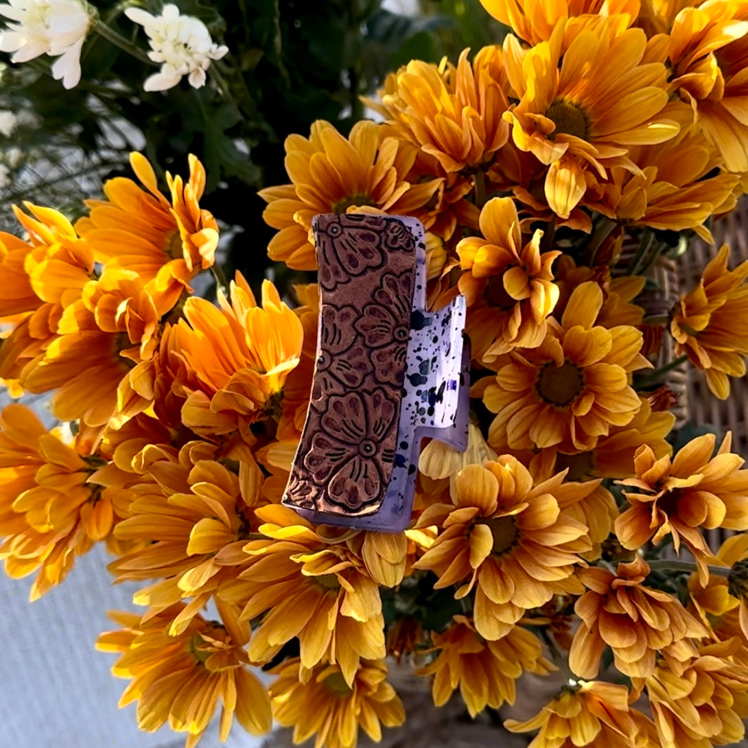 Tooled Leather - Hair Claw Clip