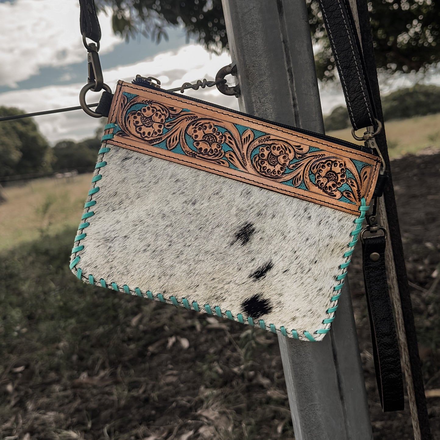 Bell - Tooled Leather Shoulder Bag & Clutch
