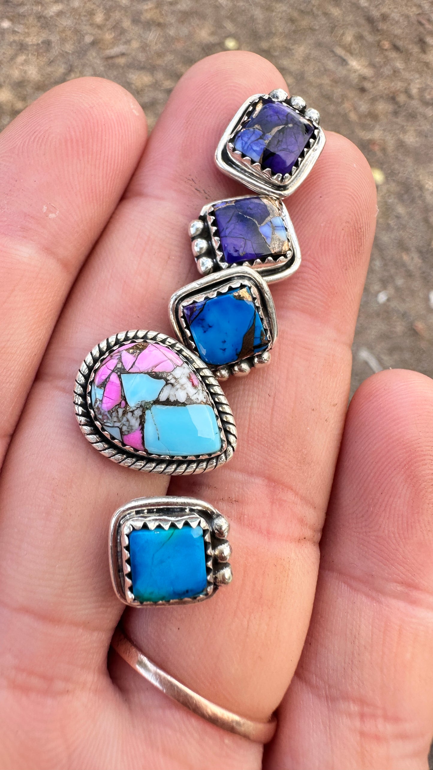 Cotton Candy Sterling Silver Earrings – Pink & Turquoise Teardrop Western Studs | Salty Sunflower AU