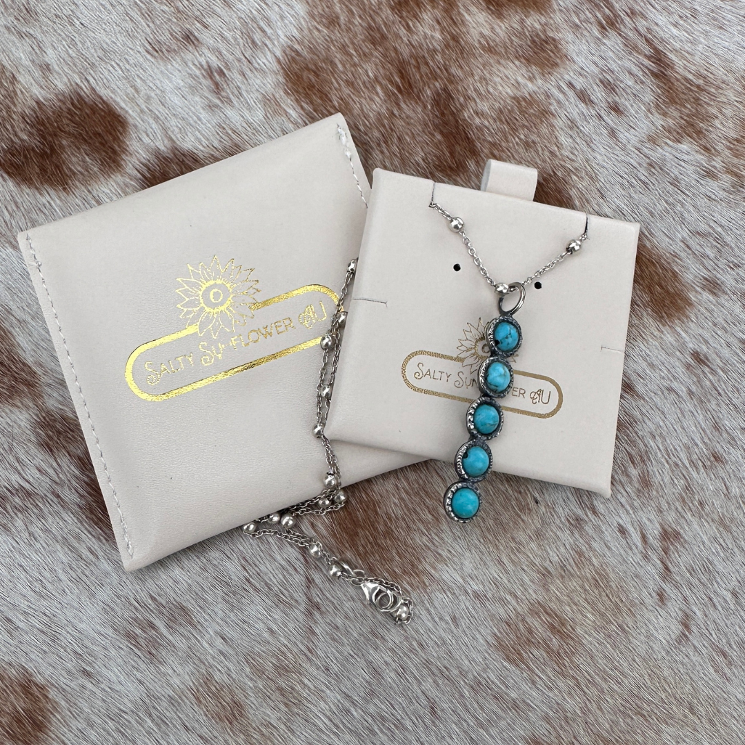 Turquoise necklace -Sterling Silver, Genuine Turquoise Stone Earrings