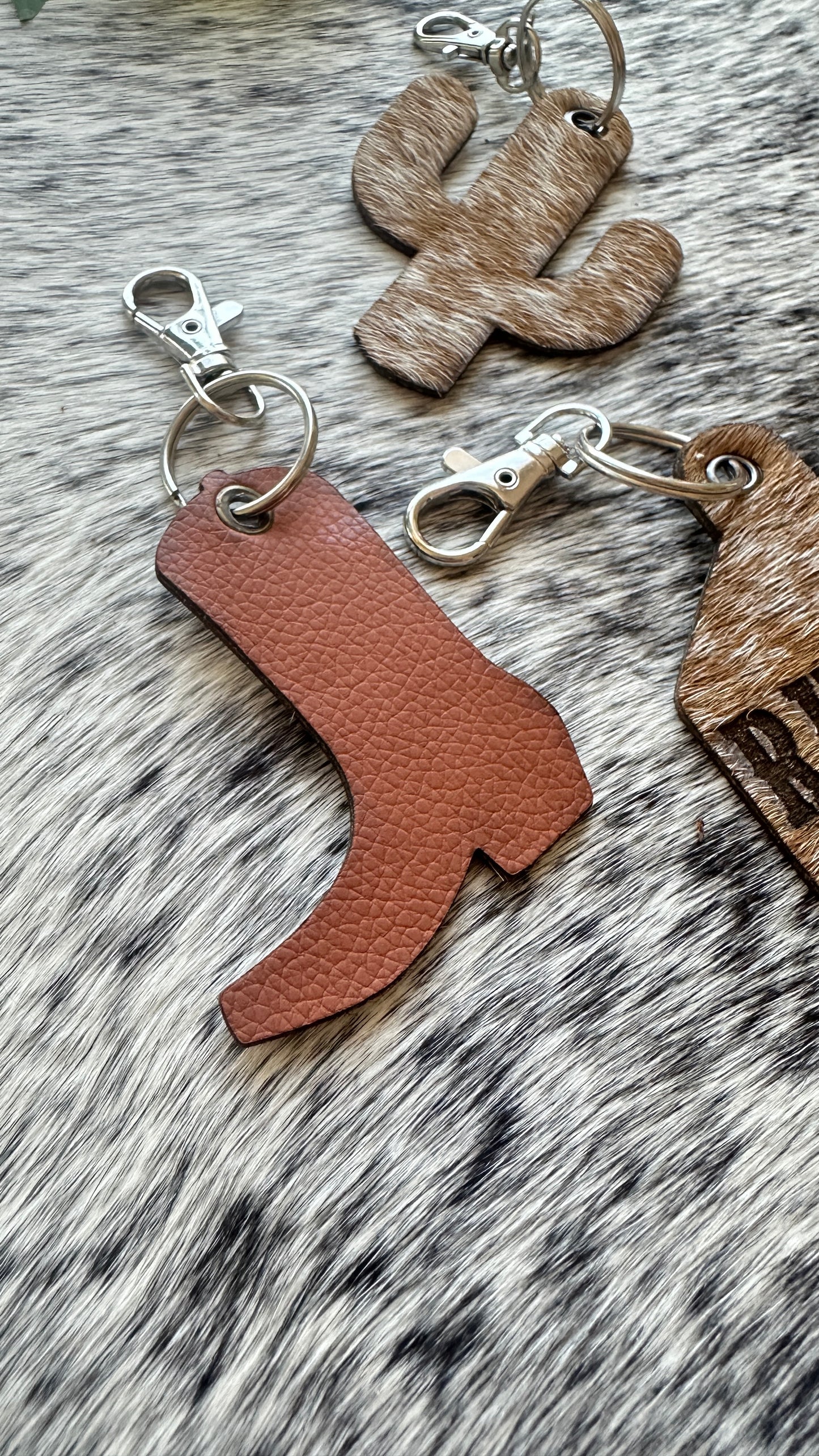 Personalised Cowhide Keychains