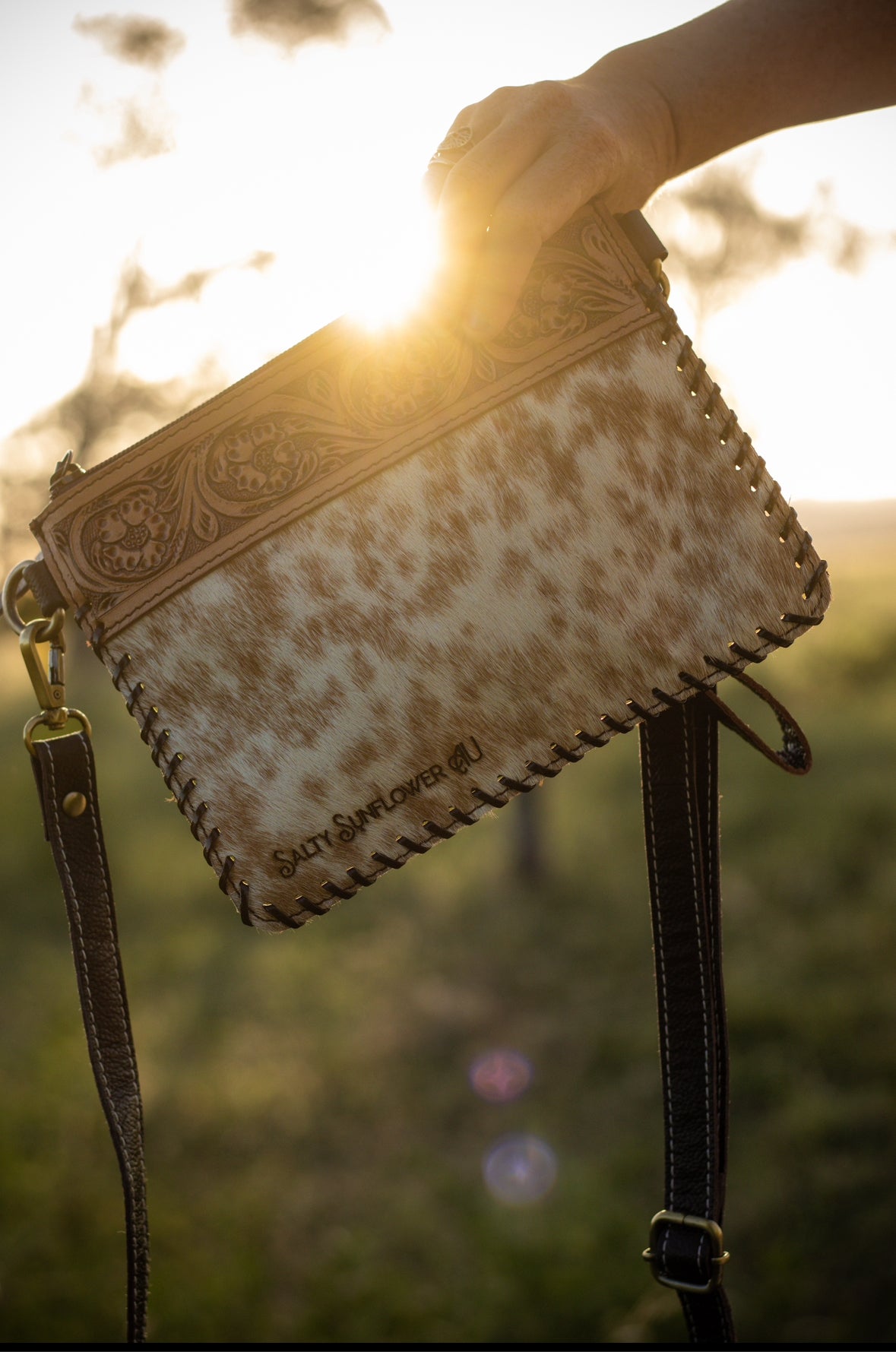 Bell - Tooled Leather Shoulder Bag & Clutch