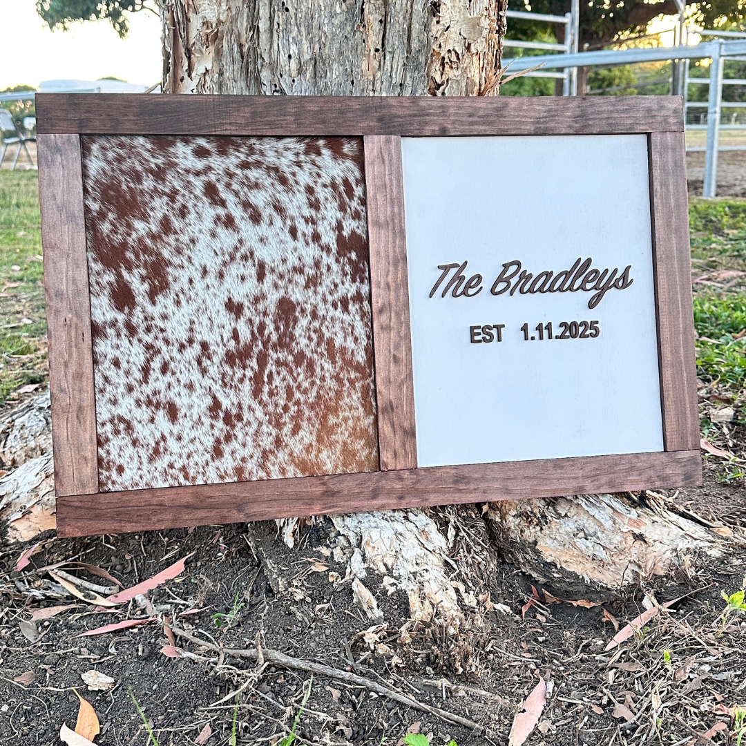 Custom Wedding Branding Iron & Cowhide Ceremony Branding Board