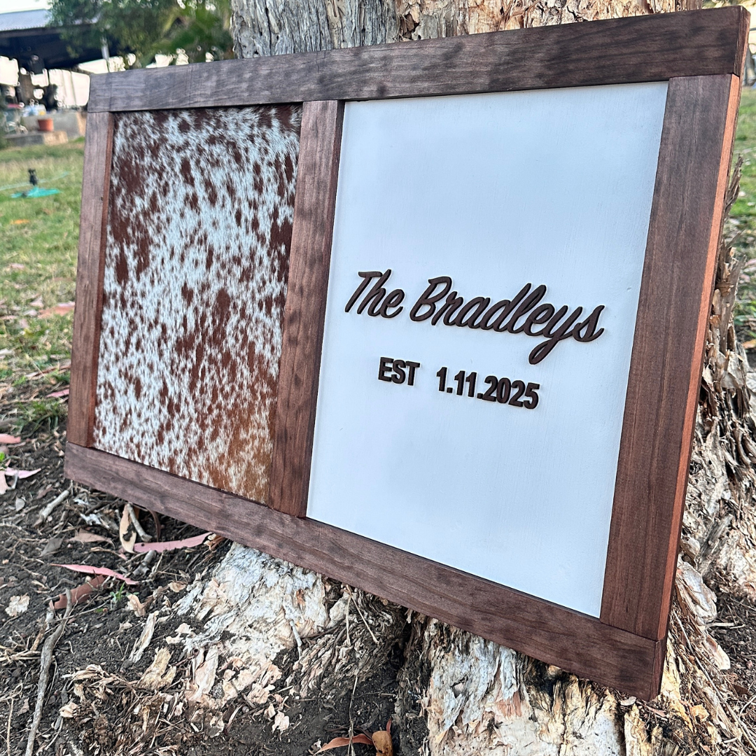 Custom Wedding Branding Iron & Cowhide Ceremony Branding Board