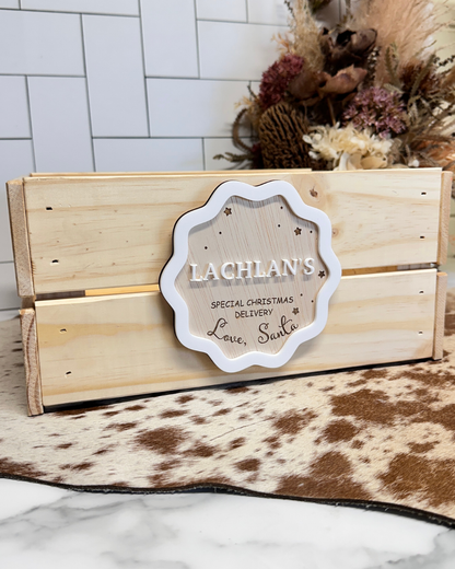 Personalised Magnetic Christmas Eve Box / Santa Delivery Crate – Wooden Gift Box