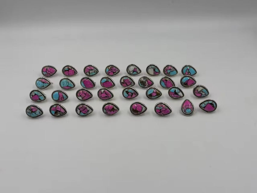 Desert Dusk Sterling Silver Stud Earrings – Western Square Stone Studs in Turquoise, Green, or Purple | Salty Sunflower AU