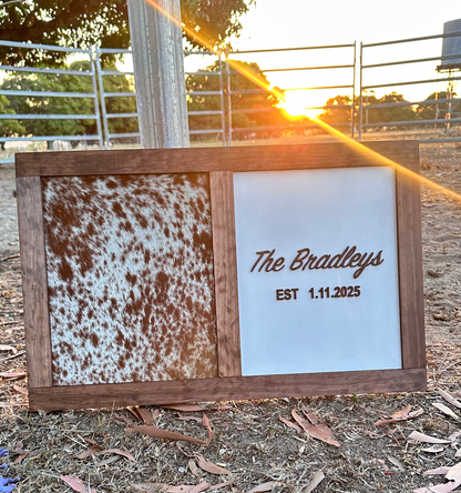 Cowhide Ceremony Branding Sign & Guest Book