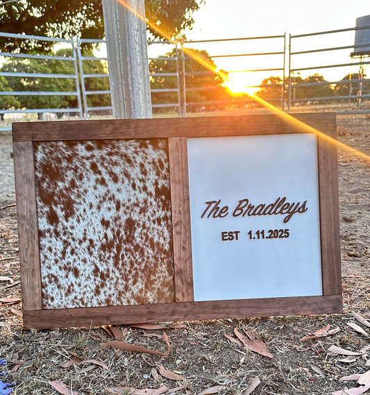 Cowhide Ceremony Branding Sign & Guest Book