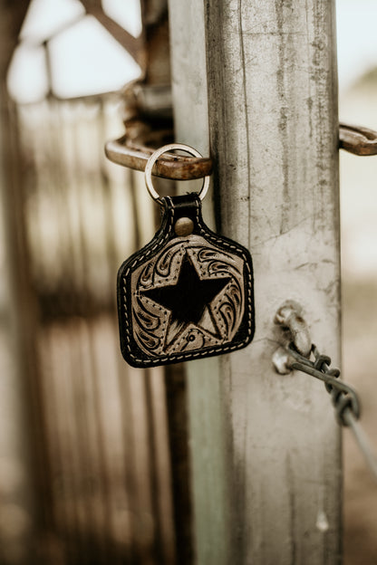 Tooled Leather & Cowhide Key Chains