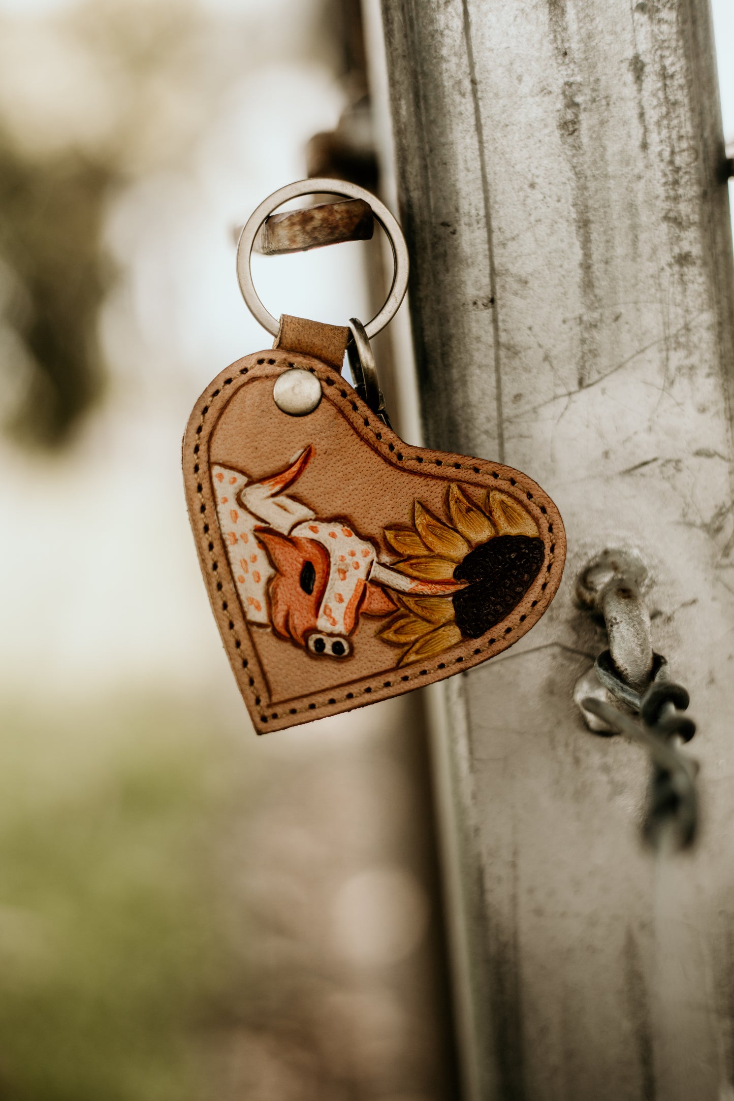 Tooled Leather & Cowhide Key Chains