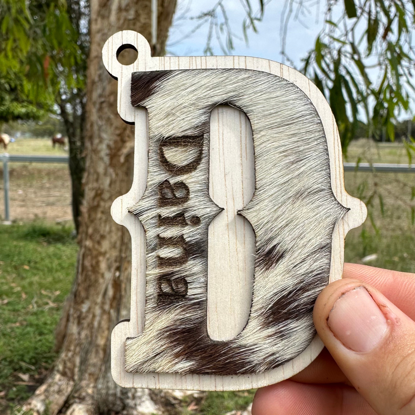 Genuine Cowhide - Initial Ornament with engraving