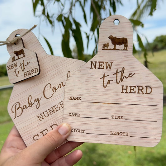 New To The Herd - ENGRAVED COW | Announcement Ear Tag