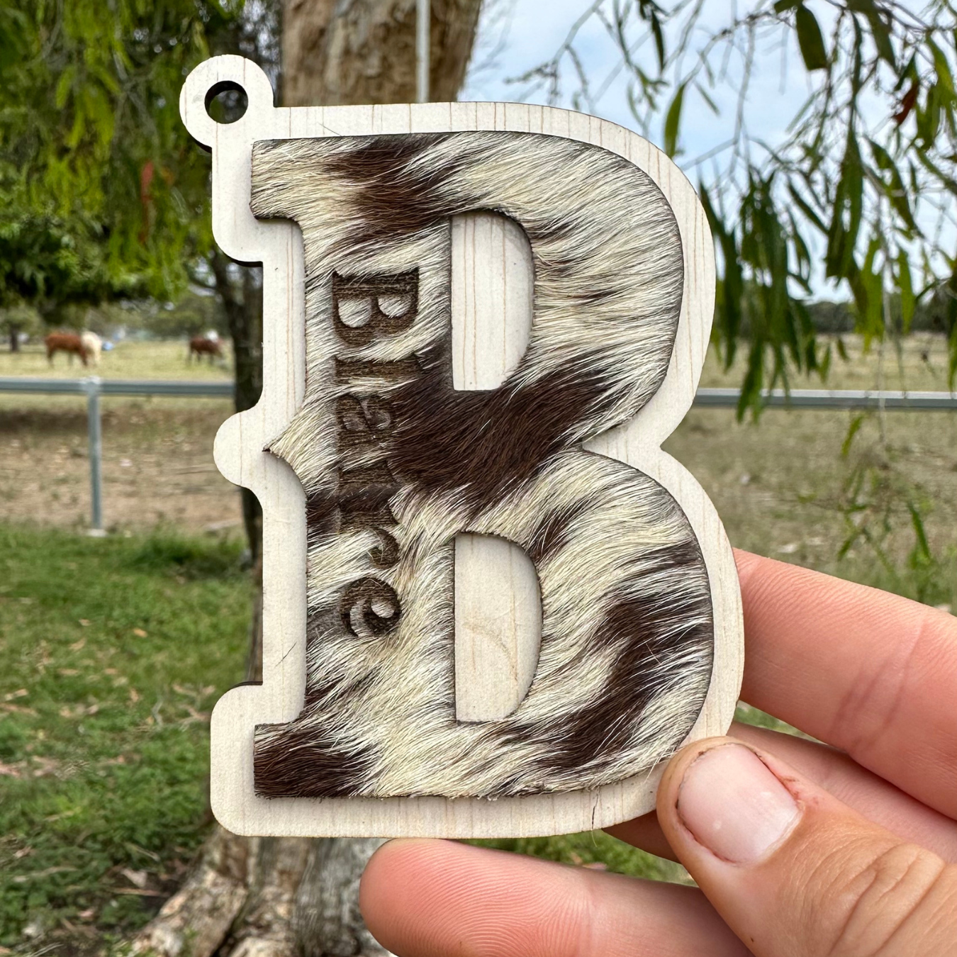 Genuine Cowhide - Initial Ornament with engraving