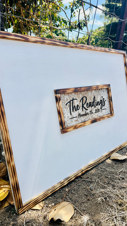 Personalised Cowhide Wedding Guestbook Sign